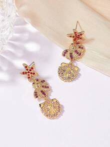 1 Pair Bohemian Starfish & Seashell Earrings, Fashionable Casual Versatile Vacation Style For Women - Multicolor - View 4