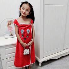 1件可爱卡通儿童浴巾，现代超细纤维卡通动漫女孩浴裙，超紧凑编织浴袍，适合2-8岁儿童 - 彩色 - 查看 8