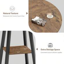 Mesa de comedor redonda industrial portátil de 47 pulgadas estilo nórdico con pedestal de metal y estante para almacenamiento alta capacidad para 4-6 personas perfecta para cocina sala u oficina - Marrón - Ver 8