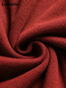 Lumielle Women's Solid Color Round Neck Drop Shoulder Long Sleeve Sweater And Wide Leg Knit Pants 2 Piece Set, Autumn/Spring Clothes(This Style Runs Small.) - 紅色春夏款 - 查看 7