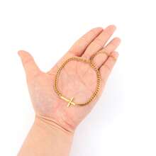 1pc Fashion Simple Cross Golden/Silvery Stainless Steel Chain Bracelets For Men - Cross - View 6