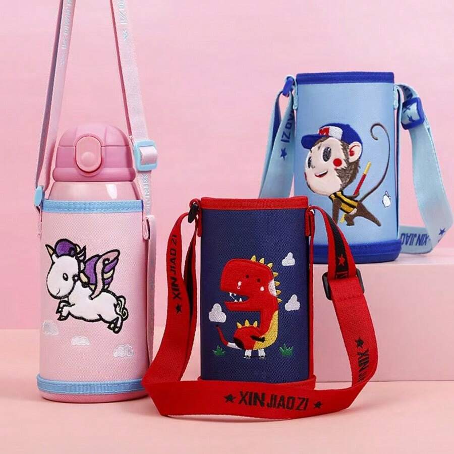 1pc Cute Student Strap Protective Sleeve, Anti-Drop Insulated Bottle/Cup Cover - Multicolor - View 1