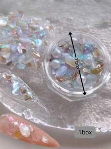 1 Caixa de Pérolas Artificiais Assimétricas de Concha Natural, Mica Tempestade Colorida, Materiais para Unhas Artificiais de Madrepérola, Componentes para Unhas, Acessórios, Suprimentos para Unhas, Peças para Unhas Y2K - Multicolorido - Ver 6