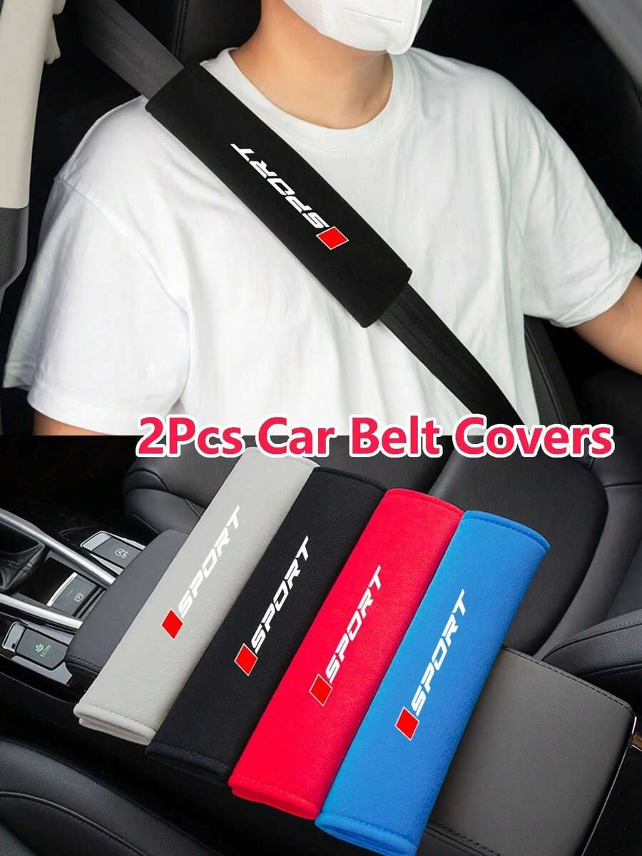 2Pcs Comfortable Car Seat Belt Cover - Soft Padded Shoulder Protector, Universal Size For Anti-Chafing, Auto Safety Belt Pad For All Vehicles - A - View 1