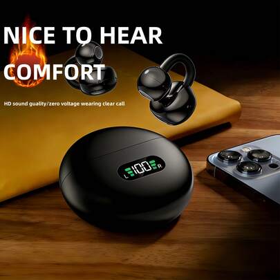 通勤族的最佳选择！开放式耳机，外观优雅精致，支持TYPE-C快充，快速充电，持久续航，满足全天通勤需求，LED显示屏清晰显示电量，沉浸式聆听体验，佩戴舒适无压迫感！