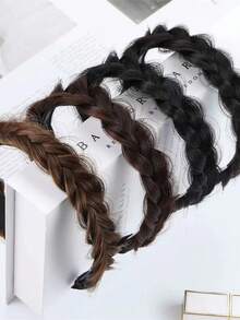 1pc Anti-Slip Fluffy Fishbone Synthetic Hair Band, Washable Braided Hair Band, Fishbone Braided Hair Band, Suitable For Bride And Daily Wear Hair Accessory (Width: 1.5-2cm), Hair Band, Hair Hoop Hair Accessory Hair Band,Summer,Holiday,Travel Diadema,Festival,Birthday - Multicolor - View 6