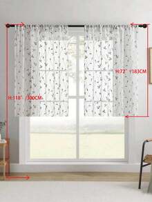 1 buah Tirai Tipis Bordir, Motif Bunga, Dengan Kantong untuk Batang Tirai, Penghalang Sinar UV, Bernapas, Kain Poliester, Tanpa Lapisan, Cocok Untuk Ruang Tamu, Kamar Tidur, Ruang Makan - Grey - View 28