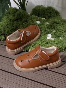 1 Pair Girls' Retro Low-Top Breathable Princess Flat Shoes, Soft Sole Non-Slip Infant Leather Shoes, Fashion Versatile Baby Shoes, Suitable For Summer - Brown - View 5