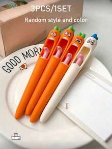 4/8支装胡萝卜造型中性圆珠笔，创意文具，黑色墨水，趣味复活节礼物和派对小礼品，独特的返校用品，塑料材质，卡通造型，最适合学生和上班族，减压圆珠笔，趣味减压笔，生日礼物，圣诞礼物 - 独特礼物 - 多色4 - 查看 10