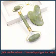 Conjunto de Acessórios com Rolo de Massagem de Jade Verde Claro e Raspador de Chifre de Boi Gua Sha - Visão 2