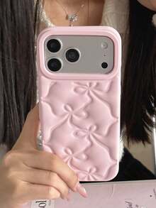 1个可爱3D粉色蝴蝶结手机壳，适用于 17/16/15/14/13/12 Pro Max/16 Pro/16 Pro Max/17 Pro/17 Pro Max，柔软硅胶材质 - 淺粉色 - 查看 2