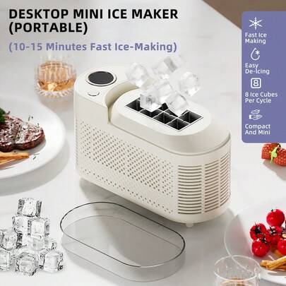  E-ACE Portable Outdoor Mini Car Ice Maker, Produces 8 Ice Cubes In 10-15 Minutes, Fast Ice Making, Compact Size Suitable For Outdoor Camping, Easy To Clean, Powered By Cigarette Lighter