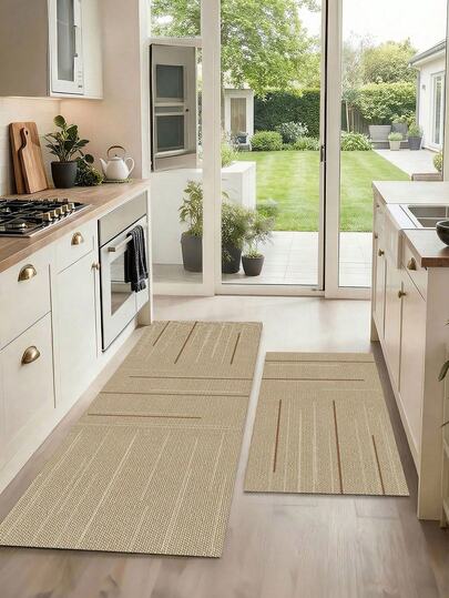 1 Stück kamelfarbe minimalistische Stil bedruckter Küchen Dekorations Bodenmatte, rutschfest und fleckresistent, geeignet für Raumdekoration, Wohnzimmer, Badezimmer, Schlafzimmer Teppich, Türmatte, Bereichsteppich und Outdoor Teppich, hergestellt aus Polyesterfaser Material, leicht zu reinigen und maschinenwaschbar, geeignet für alle Jahreszeiten und Feiertage.