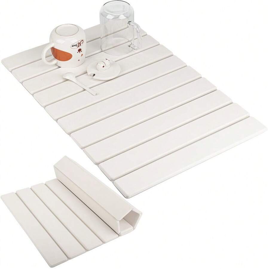 1片可折叠硅胶浴室垫，速干防滑淋浴垫，适用于浴室、厨房和露营 - 彩色 - 查看 1