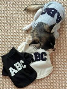3D字母宠物T恤和连帽衫，适合小型/中型犬猫的休闲时尚宠物服装 - 彩色 - 查看 3