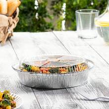 CHIPRISE 40-Piece Pack (20 Plates + 20 Lids) 9-Inch Round Aluminum Foil Baking Pans With Clear Lids And Spoons - Suitable For Baking, Cooking, Storing, And Roasting; Also Suitable For Various Holidays Such As Christmas And Thanksgiving. - View 4