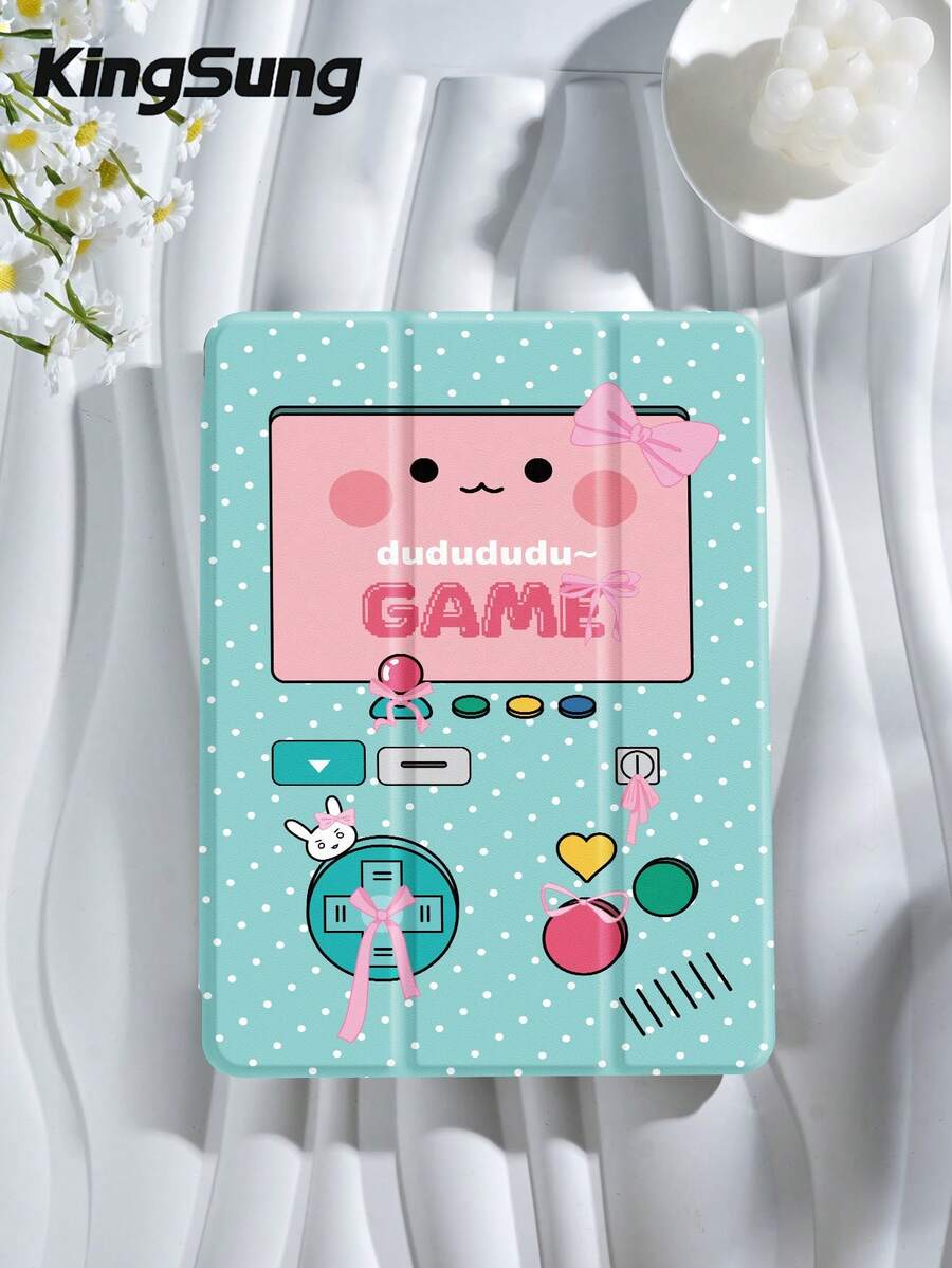 Kingsung Cartoon Game Console Elements Tablet Protective Case,Compatible With IPad 9.7/10.2/10.5/10.9/12.9/Pro 11, 10th Gen,Compatible With Samsung Galaxy Tab S6 Lite 10.4 Inch,Compatible With Kindle Paperwhite 12th Gen 2024,Kindle 11th Gen 2022,Kobo Clara Colour,Soft Anti-Fall Protection,Smart Stand/Automatic Wake Up/Sleep