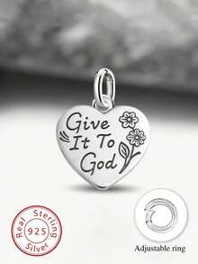 1件925纯银“献给上帝”吊坠，适合DIY串珠、手链制作，精美礼品，圣诞礼物 - 款式4 - 查看 2