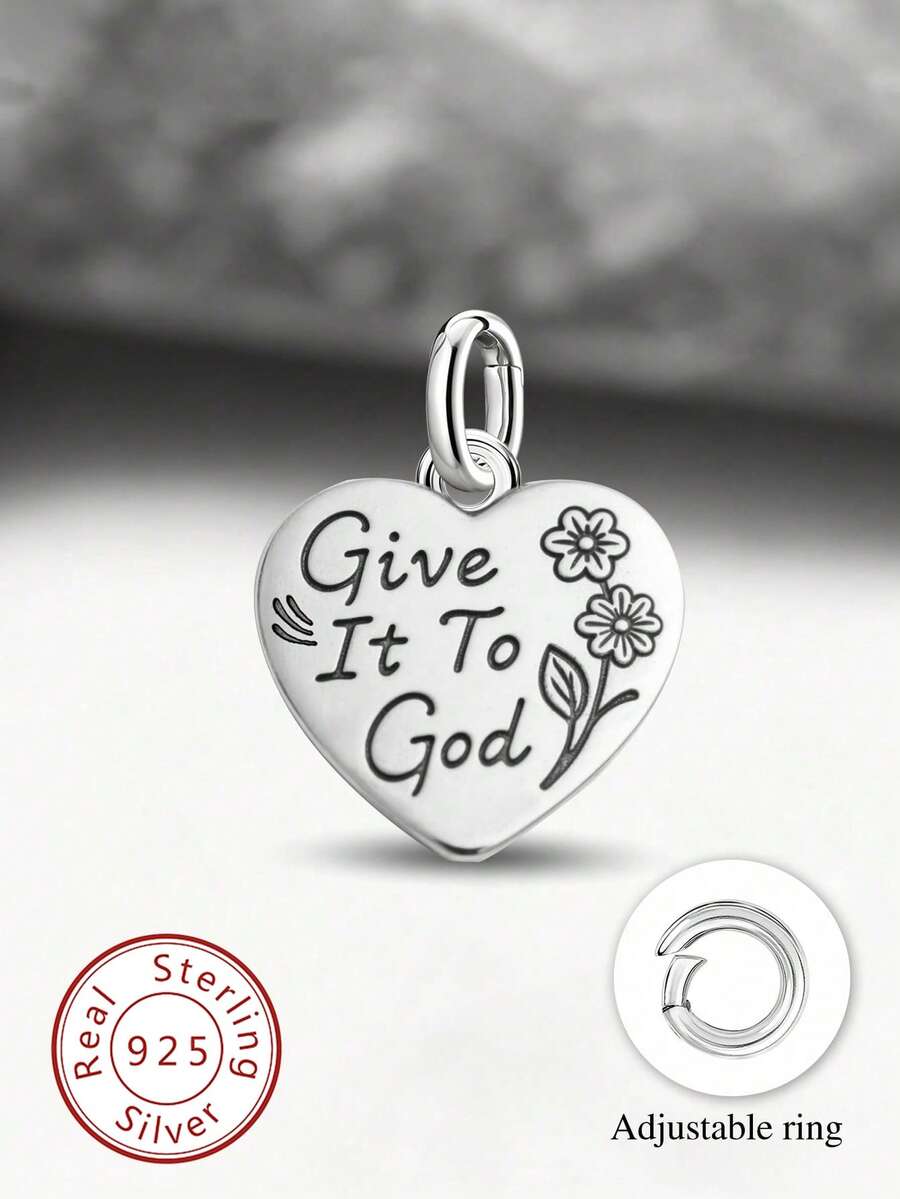 1件925纯银“献给上帝”吊坠，适合DIY串珠、手链制作，精美礼品，圣诞礼物