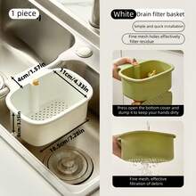 1pc Hanging Sink Drain Basket, Kitchen Sink Separate Food Residue Filter Basket, Press To Drain Without Dirty Hands - One Size Fits All - View 9