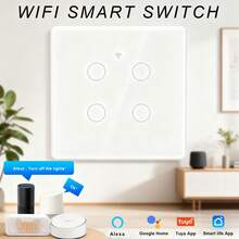 Universal EU Standard Wifi Smart Wall Switch, 2.5D Plastic Frame Design, 1/2/3/4 Gang Options, Compatible With Alexa Voice Control, APP Remote, Timer, Countdown, Touch Backlight, No Rewiring Required, Suitable For 10-400W LED/Incandescent Bulbs, Flame Retardant Material, Shared Device - Multicolor - View 3