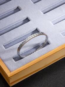 1 pieza Brazalete de acero inoxidable con baño de oro de 18K y diseño geométrico, joyería minimalista unisex resistente al agua y a la oxidación, en colores dorado y plateado - Pulsera en forma de huevo cuadrado pequeño - Ver 10