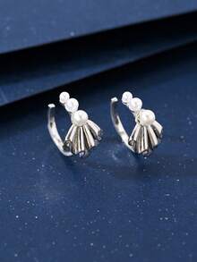 1对铜合金可爱优雅夹式耳环（女士款） - 貝殼 - 查看 7