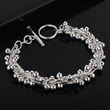 925 Silver Plated Grapes Beads Chain Bracelet Fashion Charm Wedding Party High Quality Gifts For Women Jewelry - Silver - View 2