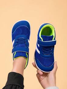 1双男童宽楦平底运动鞋，适合拇外翻，透气网面休闲鞋 - 藍色 - 查看 3