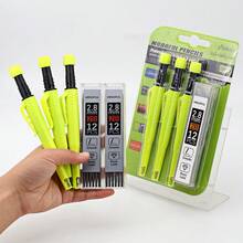 1 Box Of Lead/1 Set Of Woodworking Pencils, Solid Color 2.8 Mechanical Construction Pencils, Built-In Pencil Sharpener Design, Anti Roll Pen Clip, Large Capacity Pen Core That Is Not Easy To Break, Marking Pen, Automatic Pencil - Sets - View 1