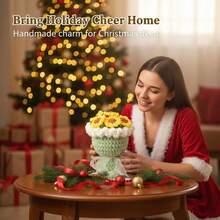 Crochet Knitted Flower Arrangement, Soft Plush Yarn Flowers, Cute Animal Accents, Ideal Gift For All June Celebrations - 綠色向日葵 - 查看 5