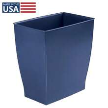 Small Plastic Bathroom Trash Can Slim Rec Garbage Bin For Bedroom Office Dorm Navy Blue - Navy - View 3