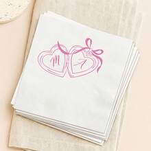 15–500pcs Monogram Custom Wedding Napkins, 3-Ply Personalized Party Napkins, Clear Printing, Perfect Party Decoration For Wedding, Anniversary Party, Bridal Shower, Engagement Party, Ideals Disposable Napkins For Couple, Lover, Family, Customized Cocktail Napkins - White - View 6