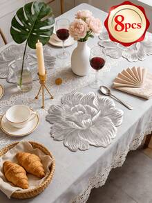 1-150pcs Gold Rose PVC Placemats, Washable, Easy To Clean, Wipe-Clean, Non-Slip, Holiday Wedding Party Dining Table Decor - Multicolor - View 23