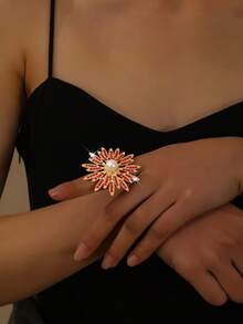 Luxury Floral Wide Band Ring, Everyday & Party Jewelry Gift - Flowers - View 8
