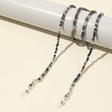 1条手工串珠波西米亚风眼镜链，亚克力时尚眼镜装饰带，硅胶防滑颈绳，口罩固定带，精美礼品 - 黑色系 - 查看 6