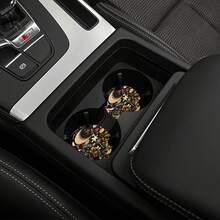 1pc Floral Print Car Steering Wheel Cover + 2pcs Car Cup Holders, Waterproof Steering Wheel Cover Fits 14.5-15 Inch - Multicolor - View 7