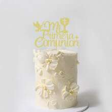 1pc/3pcs/6pcs Glitter Communion Cake Decorations, Baptism Party Cake Decor - Multicolor - View 5