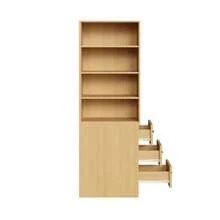 180 Cm High, Extra Narrow Bookcase With Side Drawers - Adjustable Shelves, Interchangeable Left And Right, Suitable For Small Spaces - Sideboard, Living Room Cabinet, Bookcase - Khaki - View 7