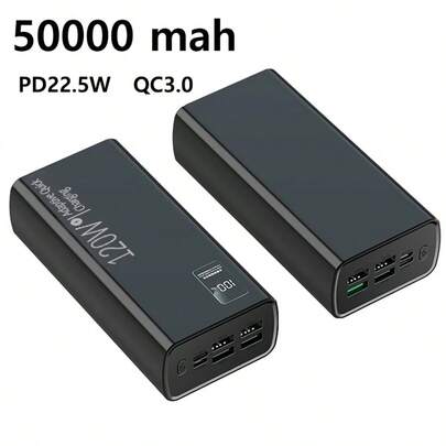 50000mAh 대용량 파워 뱅크, QC3.0, PD22.5W 고속 충전, LED 디스플레이, 멀티 포트 출력