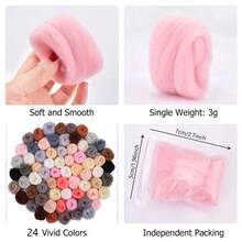 72 pcs Wol Felt, 24 Warna Wol Alami, Serat Wol untuk Kerajinan DIY, Untuk Felt Jarum, Felt Basah, dan Seni Serat Lainnya, 3g/Paket - 24 warna / 72 buah - View 2