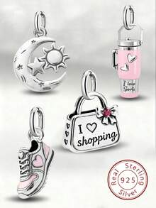 1件简约独特925纯银星星、月亮、太阳吊坠，可DIY项链，精致礼物，男女皆宜 - 集合4 - 查看 1