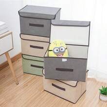 Caja de almacenamiento plegable de tamaño pequeño/grande con tapa, hecha de cartón/tela no tejida, adecuada para guardar ropa y juguetes. Caja de almacenamiento portátil y a prueba de polvo, útil para la organización del hogar. - Multicolor - Ver 7
