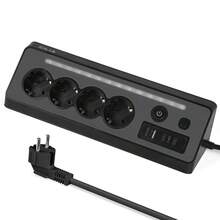 CILIA 1pc 7-Outlet Surge Protector With 4 AC Outlets, 1 USB Type-A, 2 USB Type-C, Extension Cord, Power Switch And Indicator Light, UL Certified, Available In White And Black - View 7