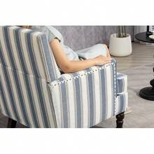 Living Room Chairs - Blue and White Stripes - View 8