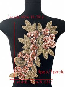 3D 串珠蕾丝绣花贴片、水钻亮片贴花、适用于服装装饰、婚纱配饰、DIY 缝纫工艺品 - 多色 - 查看 56