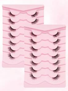 Rikuaild 7/14对半假睫毛，猫眼尾纤细自然，仿貂毛材质，蓬松柔软，打造自然妆容，适合日常、派对、假日、婚礼、旅行、海边等场合。 - 黑色 - 查看 8