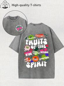 Summer Tops 2026 Women's  Patterned Printed Vintage Washed T-Shirt - 230g Thick Cotton, Vintage Street Style Round Neck Short Sleeves, Machine Washabl - 灰色 - 查看 12