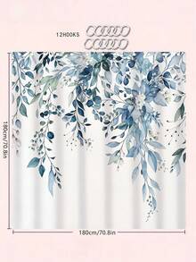 1/4 件套灰蓝色水彩桉树垂花图案浴帘浴室套装，波西米亚自然托斯卡纳风格浴帘，防水耐用，浴室装饰及配件，包含 12 个挂钩 - 马桶座套，浴垫和地毯，涤纶面料 - 可水洗 - 适合节日装饰、家居/卧室/住宅/西式/春夏装饰。 - 植物[13] - 查看 10