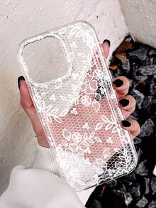 1 chiếc ốp lưng điện thoại trong suốt, mềm mại, chống trượt, họa tiết ren lãng mạn, thanh lịch, phù hợp với 11/12/13/14/15/16 Pro Max - Nhiều màu - Xem 3